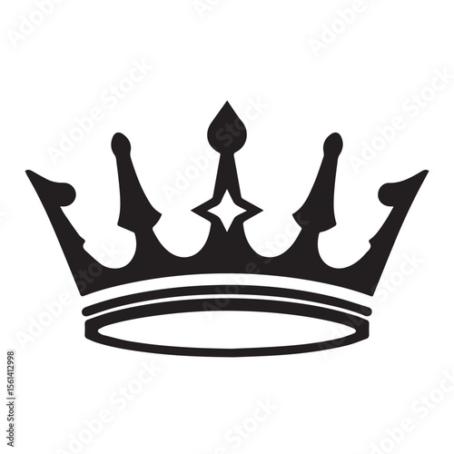 A stylized black silhouette of a royal crown with a central star and pointed finials on a white background