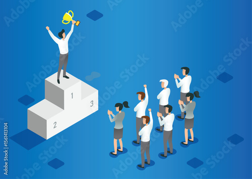 Future Business Leader Concept Finance Manager Business Man.Flat Isometric People Executive Manager Vector Investor trader Business future vision Individual success