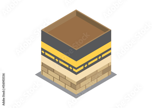Illustration of Tawaf, one part of Hajj Isometric vector