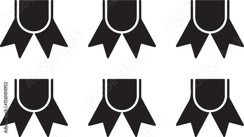 Simple Black Ribbon Badge Set

