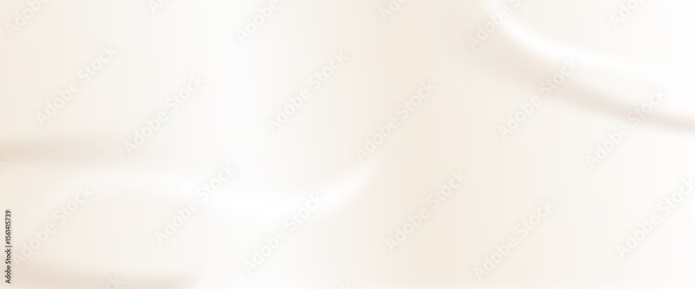 Abstract beige background with creamy texture and soft wave pattern for minimal design. Silk fabric texture with pearl colors for elegant backdrop. Horizontal cover. Pale gradation vector.