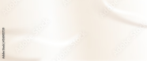 Abstract beige background with creamy texture and soft wave pattern for minimal design. Silk fabric texture with pearl colors for elegant backdrop. Horizontal cover. Pale gradation vector.
