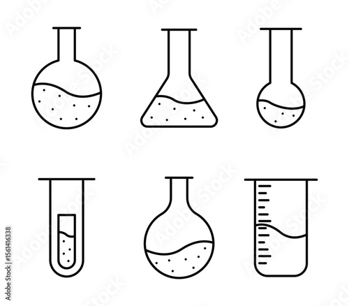 Test Tubes icon set, chemistry lab equipment icon. Line style icons of Chemistry. test tube different style icon vector.