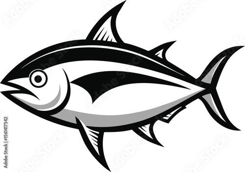 Flat Tuna Profile For Seafood Label Clean Black
