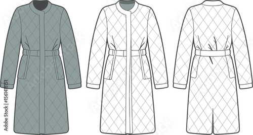 Stylish Women's Quilted Long Jacket, Fashionable Outerwear, Warm Apparel, Modern Design, Versatile Layer, Autumn Winter Essential, Everyday Comfort, Chic Look, Lightweight Coat.