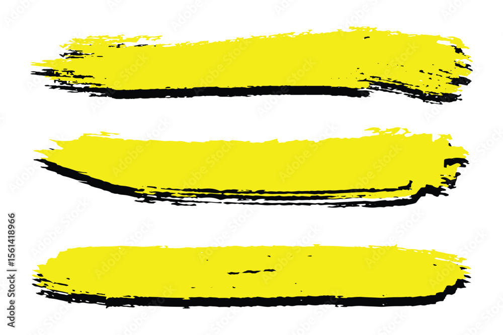 Collection of vector paint bold brush strokes. Hand drawn horizontal textured grunge lines for text. Grange marker texture. Thick paint shapes, long highlight banners, ink brushes. Vector  set. eps 10
