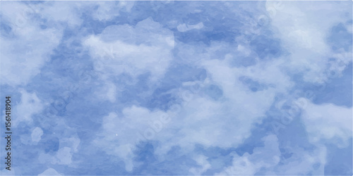 Clouds and sky watercolor vector hand drawn vector illustration. Abstract blue winter watercolor background. Sky pattern with snow. Light blue watercolour paper texture background.