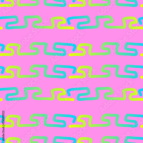 Colorful abstract vector pattern with wavy lines over a pink background
