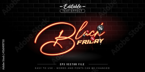 Black friday sale poster with discount offers. Editable text effect.