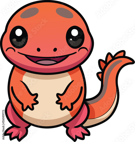 Kawaii Salamander With Short Limbs And Tiny Smile