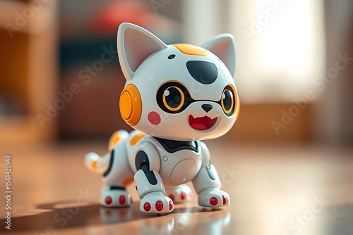 Adorable and energetic 3D-rendered toy robot with expressive features and playful design, perfect for children’s toys, futuristic characters, and creative digital illustrations