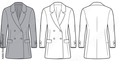  Stylish Women's Double-Breasted Blazer Jacket, Elegant Business Attire, Modern Professional Look, Fashionable Formal Wear, Sophisticated Design, Versatile Office Apparel, Chic Wardrobe Essential.