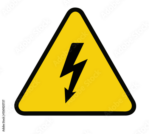 Yellow Electrical Hazard / High Voltage Warning Sign. symbolizing electrical hazard, high voltage, or shock danger. for safety signage in industrial, commercial, and public areas