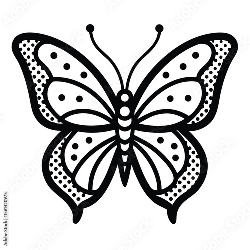 Minimal Butterfly With Dotted Wing Accents Thin