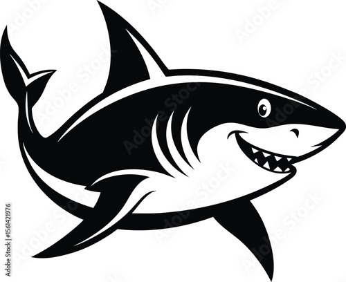Minimalist Great White Shark In Profile Sharp Te