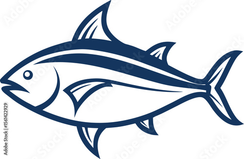 Modern Minimalist Tuna Line Drawing Bold Contour