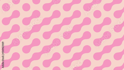 Repeating pattern of pink dumbbell shapes and circles on a light pink background creates a seamless design
