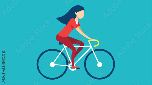 Active woman enjoys a bike ride