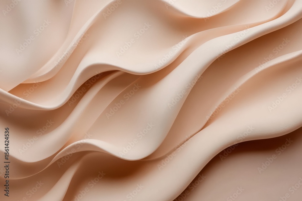 Obraz premium The image is a close up of a piece of fabric with a wave pattern. The fabric is a light pink color and he is made of a soft material.