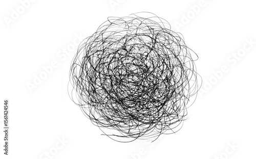 Chaotic black scribble on white background