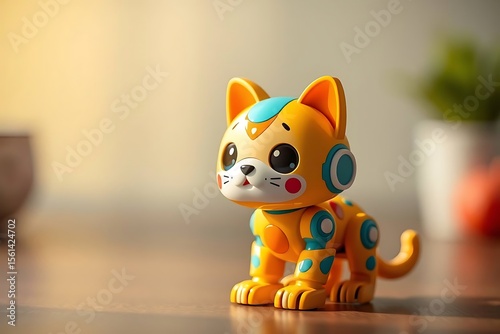 Adorable and energetic 3D-rendered toy robot with expressive features and playful design, perfect for children’s toys, futuristic characters, and creative digital illustrations