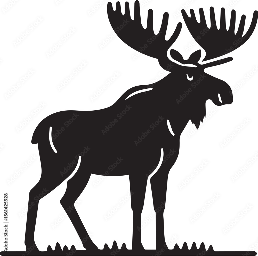 Obraz premium Moose Vector In Black and White