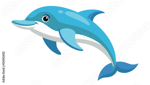 Happy dolphin isolated on transparent background. Vector illustration.