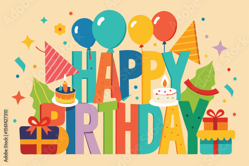 Happy Birthday: Creative vector design illustration for birthday cards.