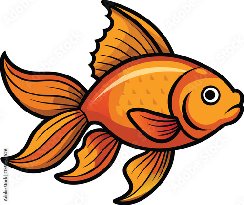 Simple Side View Of Goldfish In Motion Black Out