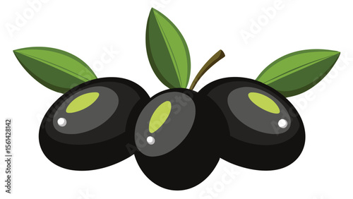 Black olives on white background as vector illustration.
