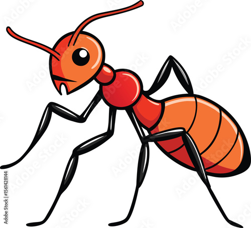Single Ant In Motion Clean Black Outline Illustr