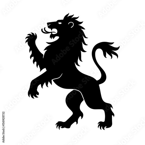 Lion Rampant, Heraldic Lion, Coat of Arms, Medieval Emblem, Heraldic Shield, Crest Design, Family Crest, Royal Symbol, Knight Emblem, Chivalry Art, Black Silhouette, Minimalist Design, Bold Graphic, M