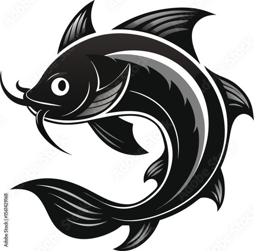 Stylized Catfish With Smooth Flowing Curves And