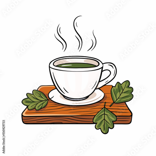 Herbal Tea Cup Illustrating the Start of Fall and Autumn Equinox for Wellness Blogs, Seasonal Recipes, Relaxation Content, and Tea Appreciation Websites  