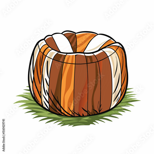 Knitted Pouf for Start of Fall with Autumn Colors on Grass for Home Decor, Cozy Living Spaces, Seasonal Decor, and Interior Design Inspiration  