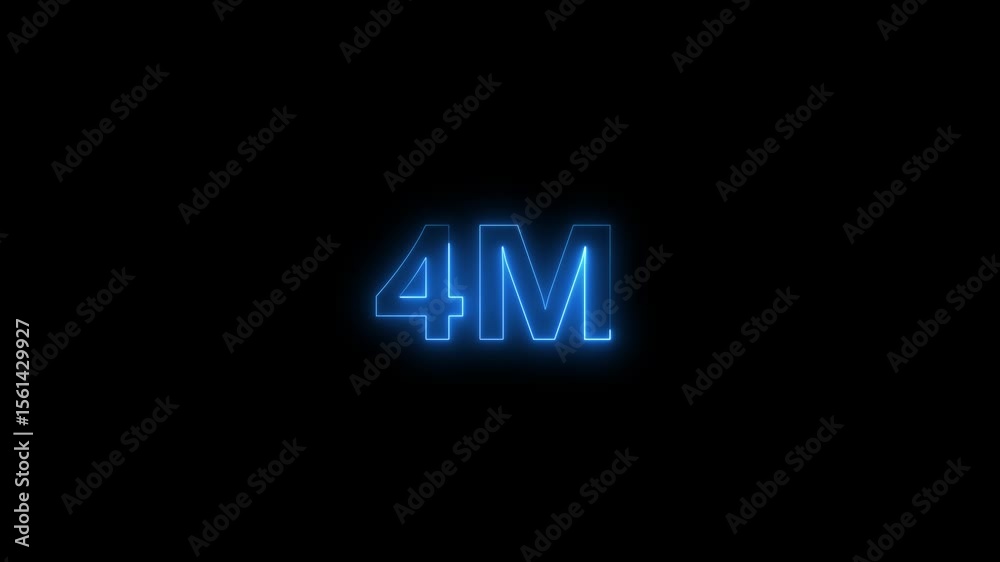 Glowing neon line 4M Ultra 4k icon isolated on black background.4K Video motion 4M followers.glowing sign effect florescent text for social media follower subscription motion. 4k