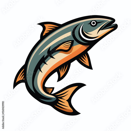 Swimming Salmon Facing Upward With Water Motion L
