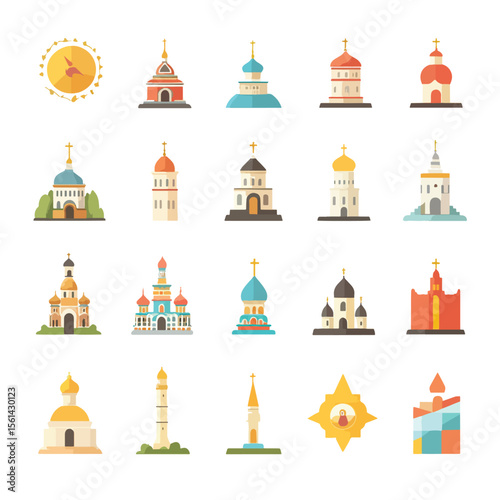 2D Flat icon Cultural & Religious Icons isolated in White Background 