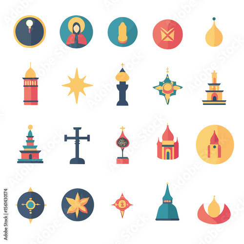 2D Flat icon Cultural & Religious Icons isolated in White Background 
