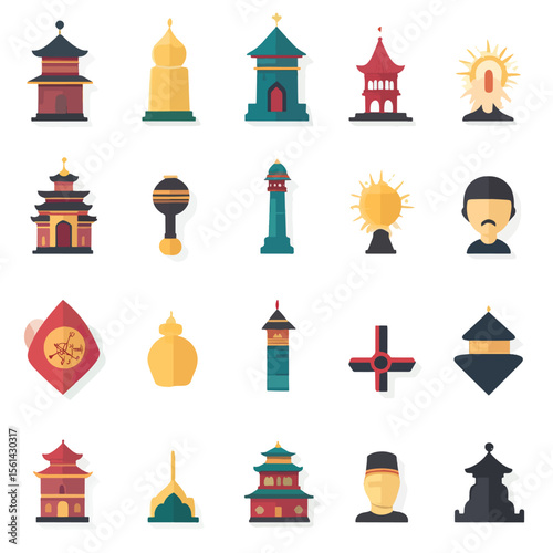 2D Flat icon Cultural & Religious Icons isolated in White Background 