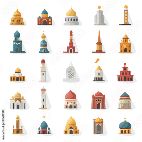 2D Flat icon Cultural & Religious Icons isolated in White Background 