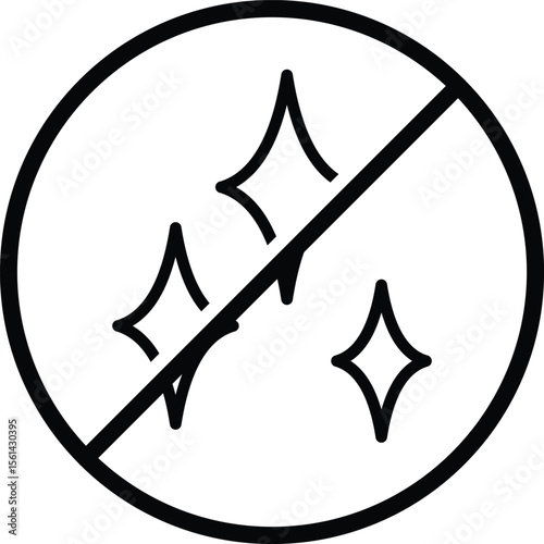 No shine icon. Simple thin line, outline vector of web ban, prohibition, embargo, interdict. black flat design in trendy style. Vector illustration
