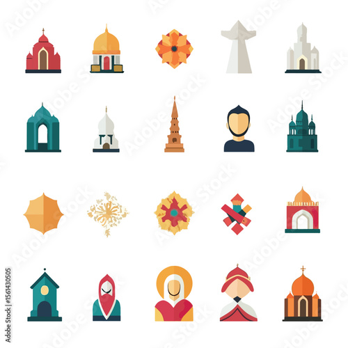 2D Flat icon Cultural & Religious Icons isolated in White Background 