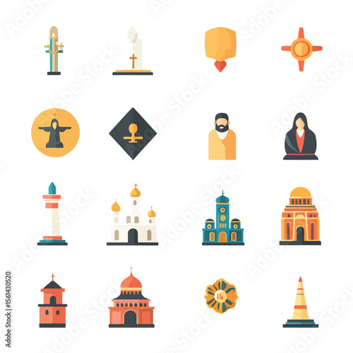 2D Flat icon Cultural & Religious Icons isolated in White Background 