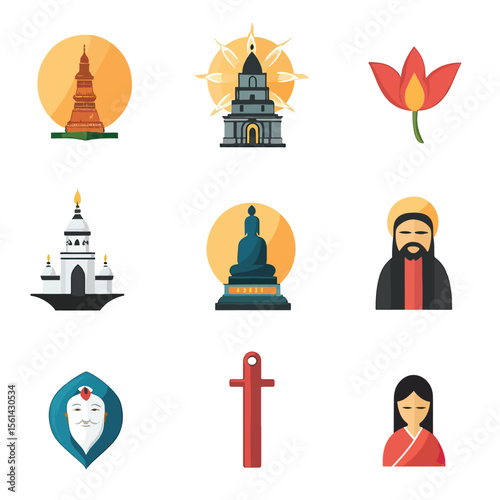 2D Flat icon Cultural & Religious Icons isolated in White Background 