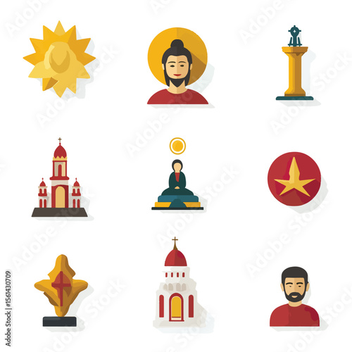 2D Flat icon Cultural & Religious Icons isolated in White Background 