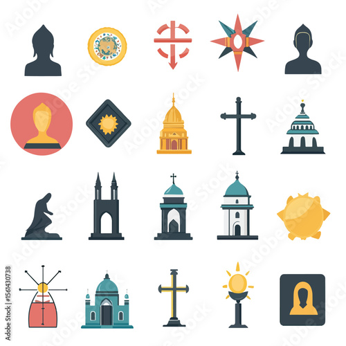 2D Flat icon Cultural & Religious Icons isolated in White Background 