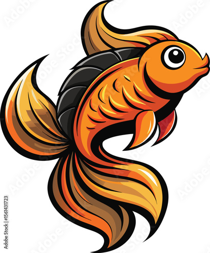 Whimsical Goldfish Design With Elegant Tail Flow