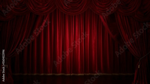 Wallpaper Mural Minimalist theatre stage spotlight red curtain
 Torontodigital.ca