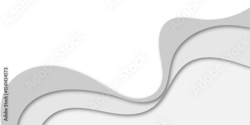 Abstract layered paper cut style background with smooth grey curves and shadows. Minimalistic wavy design perfect for modern presentations, website banners, or elegant graphic compositions.